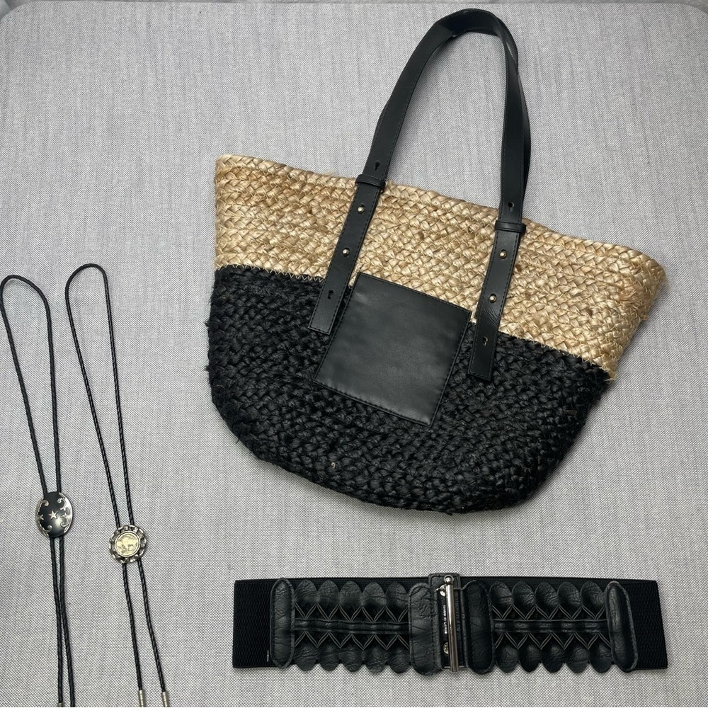 Coastal Grandma Cowgirl Western  Bag, Belt & Buffalo Nickel Bolo Tie Necklaces